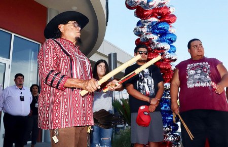 A Tachi Tribe Elder blesses the newly renovated Coyote Entertainment Center.